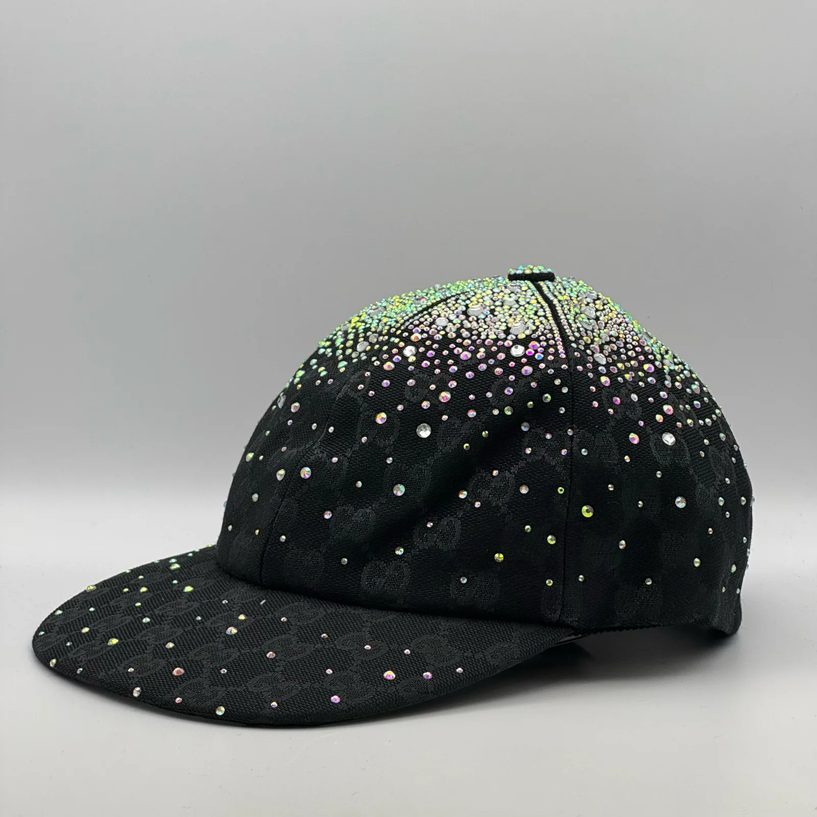 Black crystal cap, side profile view